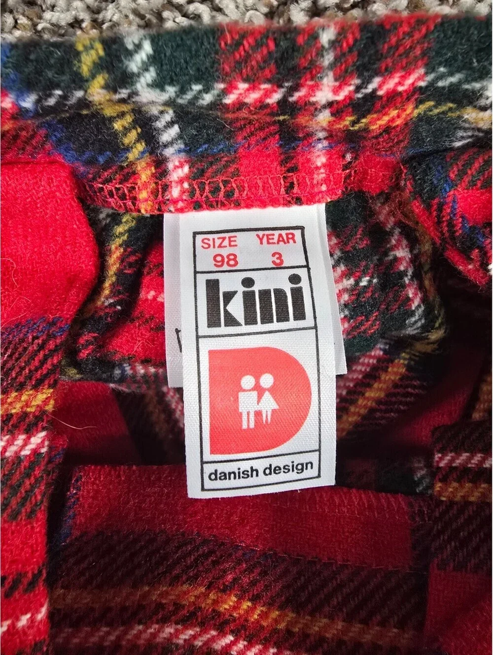 Kini Danish Design Toddler Girls Sz 3 Pleated Jumper Tartan Plaid Red Wool